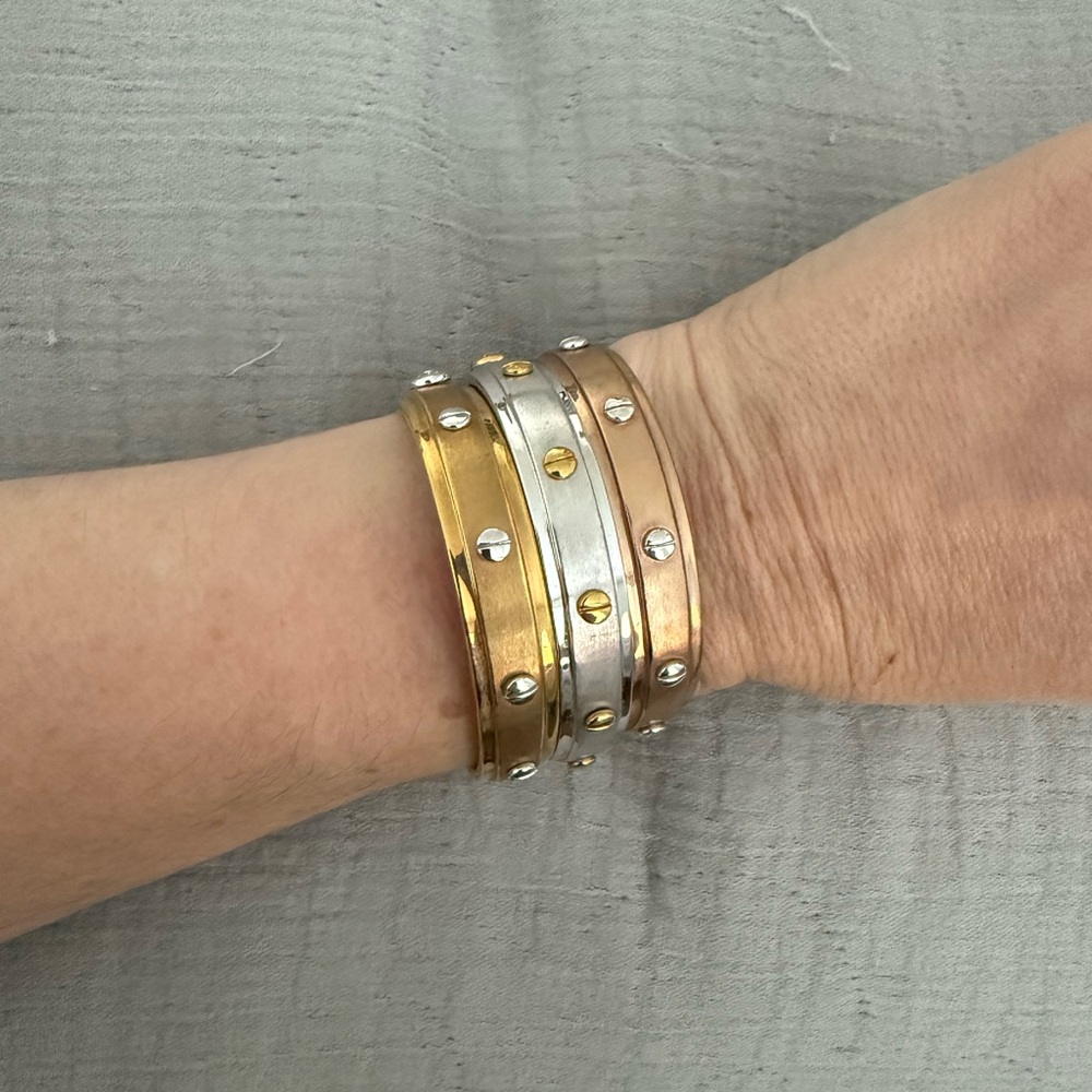 Henri Bendel Gold Rose Gold Silver Studded Bracelets
